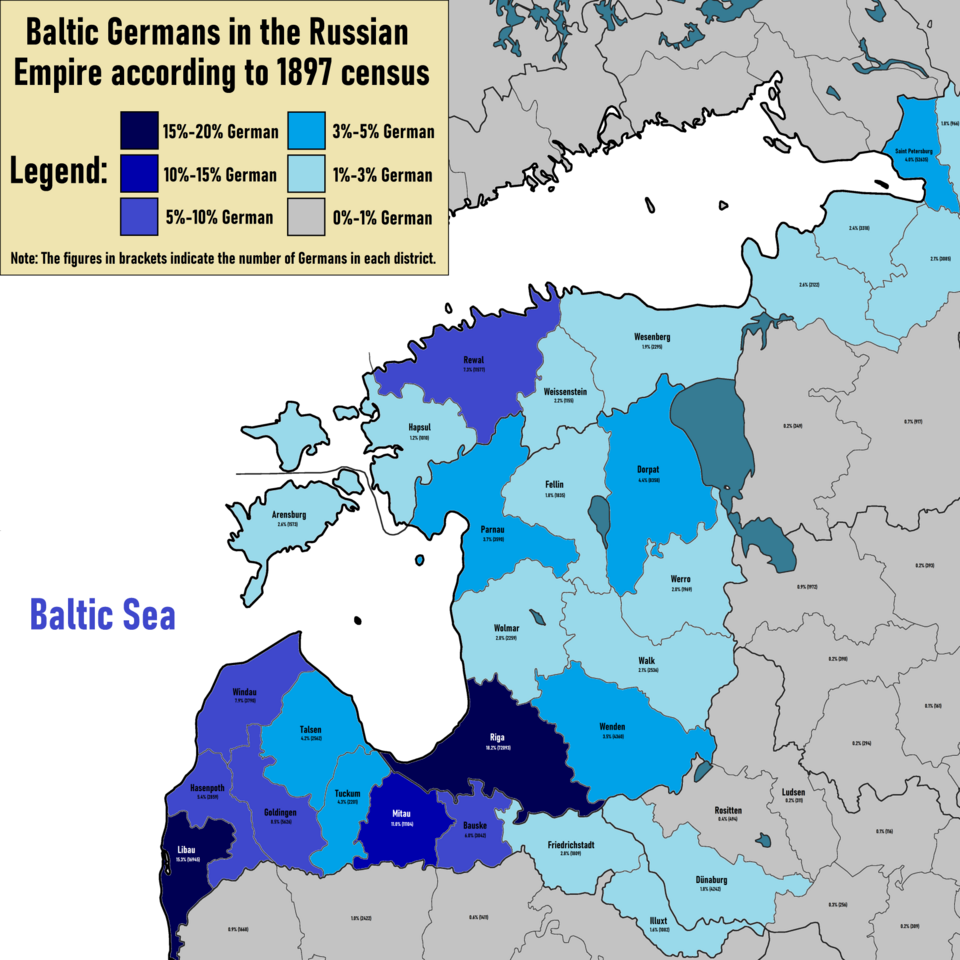 Kaart van de Volksduitsers in het Balticum