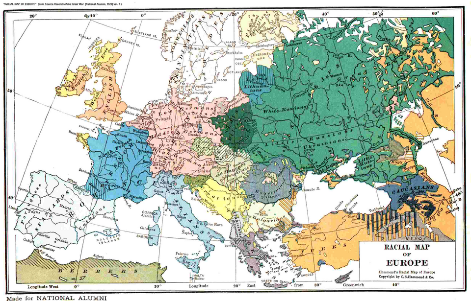 Kaart van etnische verdeling op de Balkan in 1922