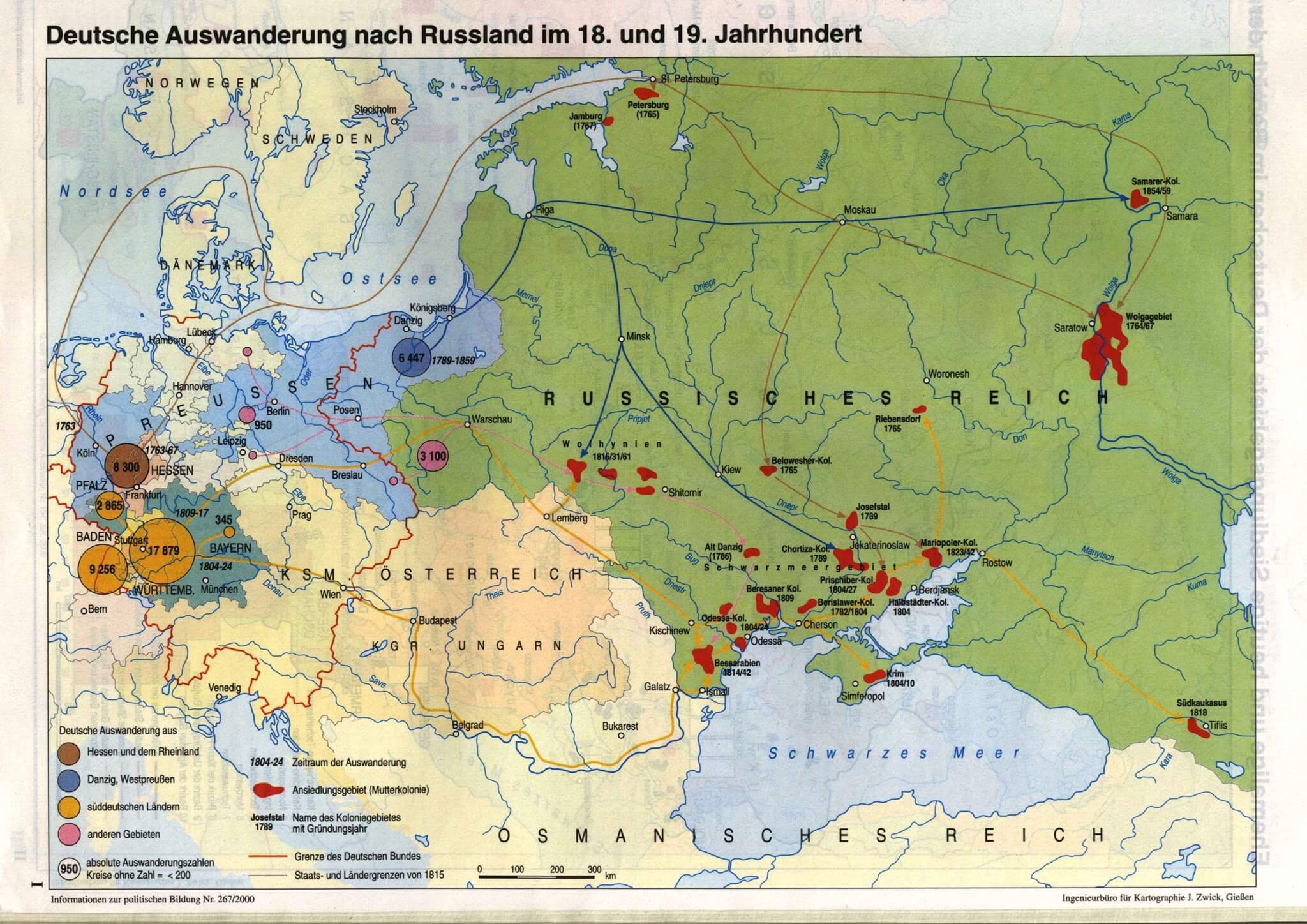 Kaart van de Volksduitsers in Rusland